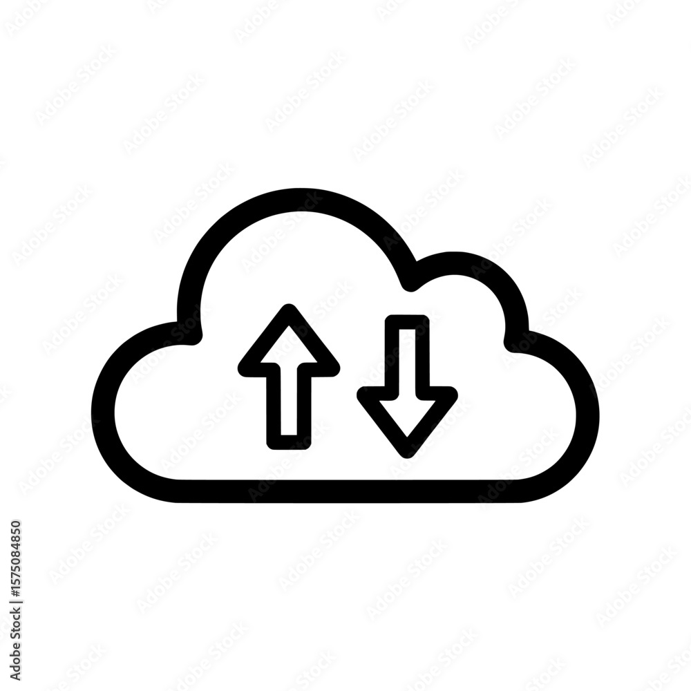 Poster cloud storage upload and download arrows design for technology and data management