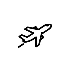 Airplane taking off in a minimal style for travel and transportation concepts