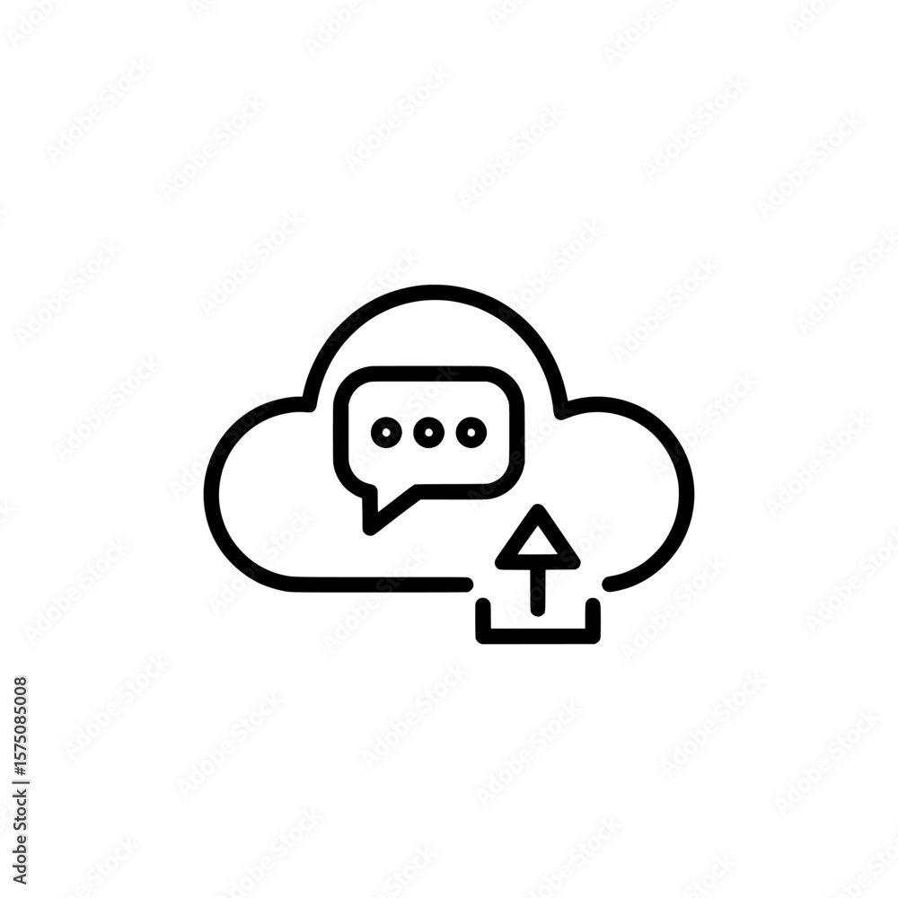 Poster cloud communication icon for file sharing and data transfer