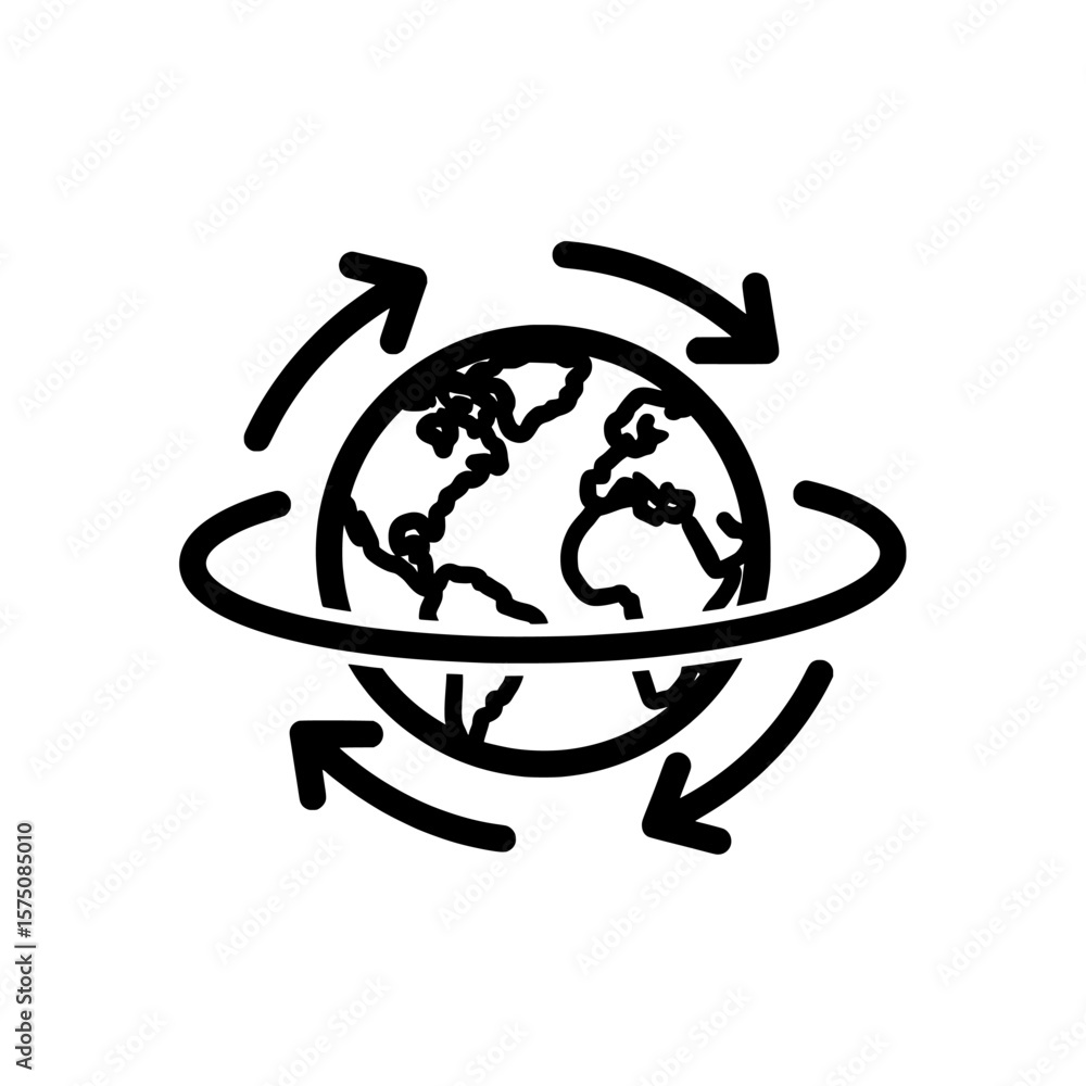 Poster earth with arrows indicating rotation around a central axis