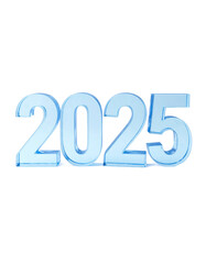 Illuminated Blue 2025 Digit Design Isolated Transparent Background