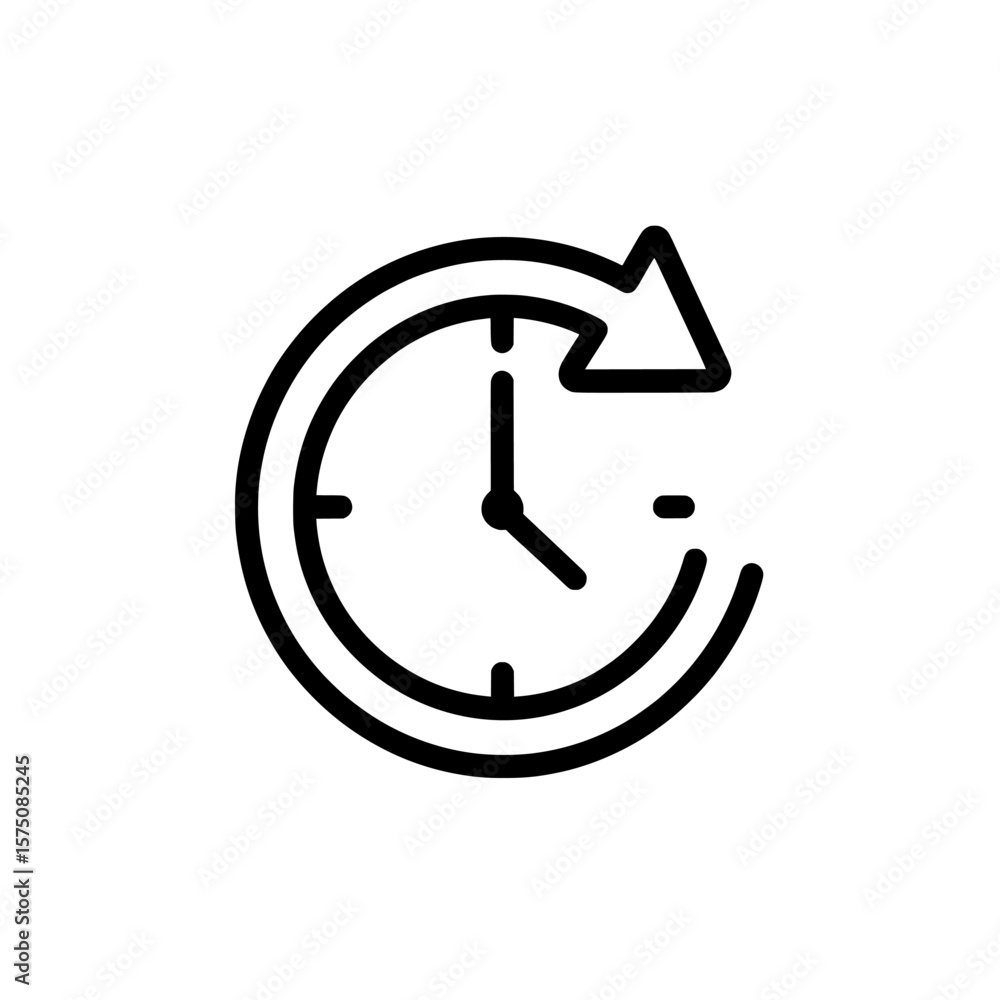 Poster clock symbol indicating time management and productivity in a seamless style