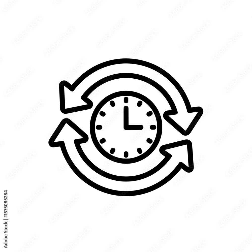 Poster clock with arrows indicating time management and efficiency