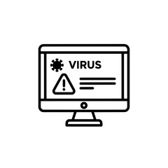 Computer screen showing warning about virus and cybersecurity threat