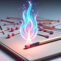 burning match on fire
