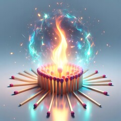 burning matches on a dark background
