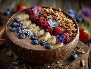 Vibrant Smoothie Bowl Flatlay