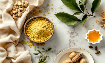 Assorted natural food items