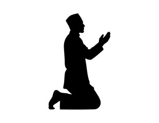 Mans silhouette praying on a rug perfect for religious, spiritual, faithbased designs, meditation, prayer, mindfulness, and religiousthemed projects.