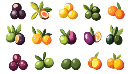 Fresh Olives Flat Vector Illustration Isolated on White