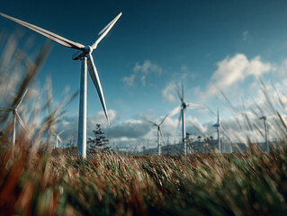 Wind Turbines in Green Field