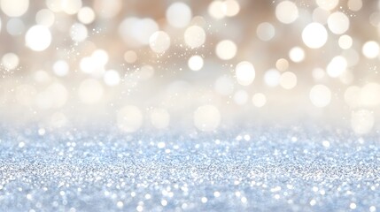 Sparkling Silver Glitter Background with Bokeh Lights