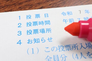 選挙の投票所入場券の一部、投票案内の文字