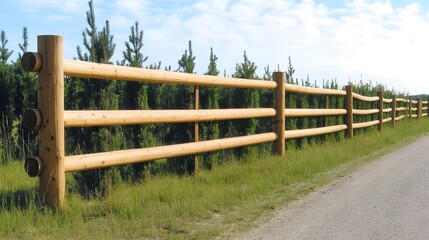 Rustic Wooden Fence Railing Landscape Photography