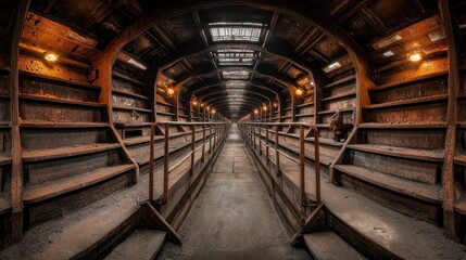 Fototapeta premium Massive truck cabin with railings and steps at iron ore mining location