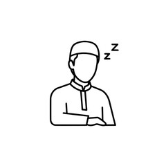 Person sleeping with peaceful expression in minimal outline style