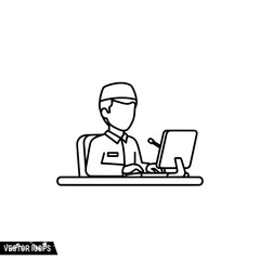 Person working at desk with computer and office setup