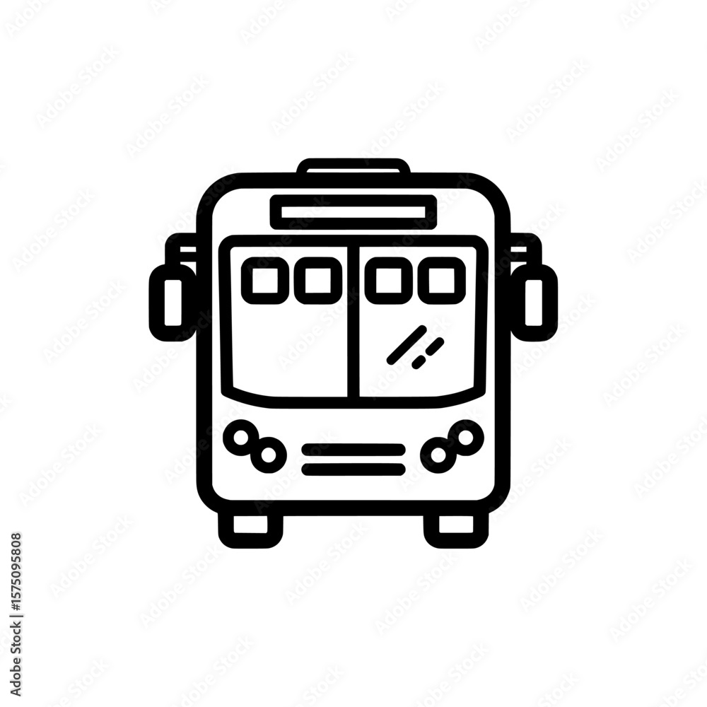 Poster simple bus icon in outline style for transportation and travel applications