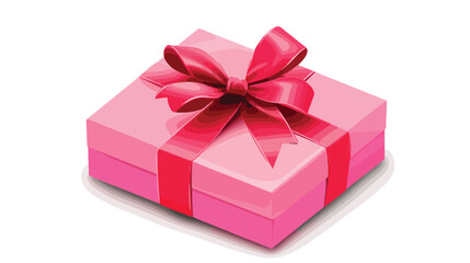 Elegant Pink Gift with Red Ribbon on White Background