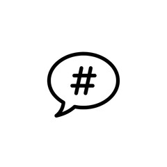 Obraz premium Speech bubble with hashtag symbol for social media communication