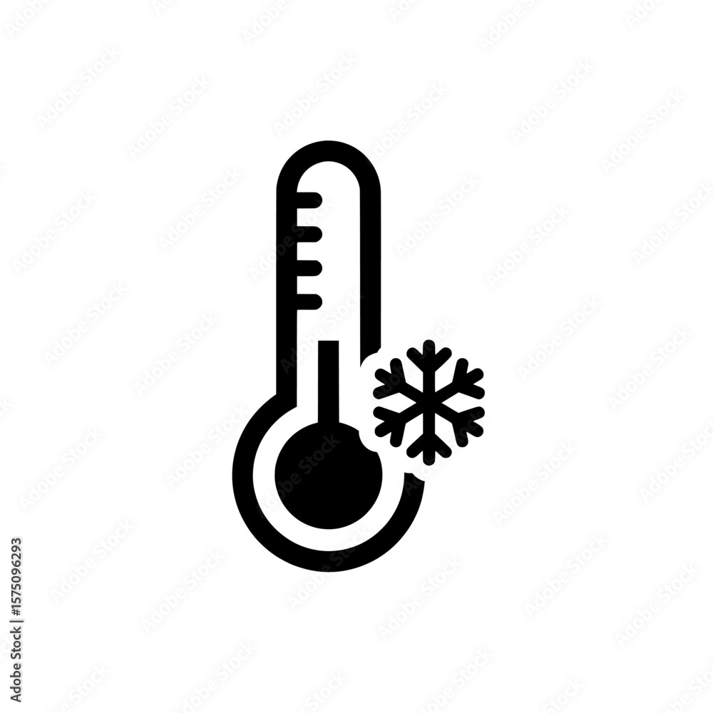 Poster thermometer icon with snowflake symbol representing cold temperature