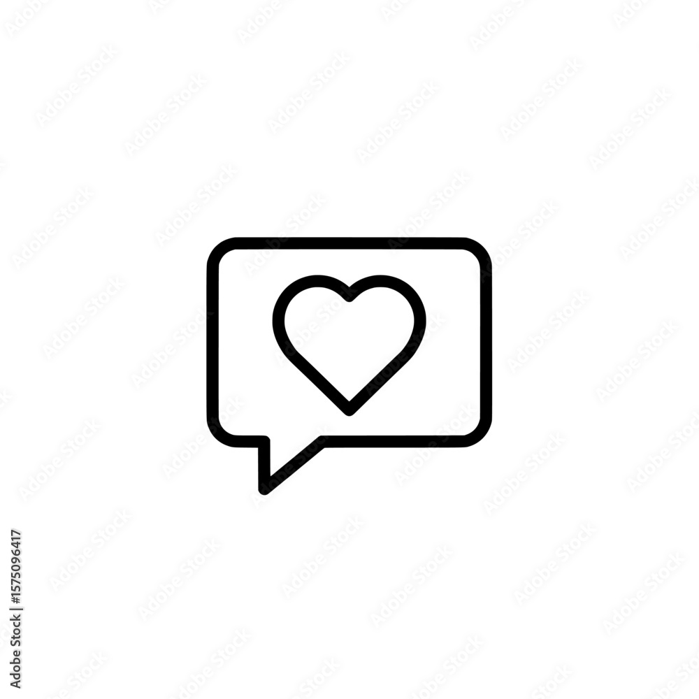 Poster heart symbol in a speech bubble for communication and expression