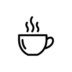Cup of hot coffee with steam rising in a minimal flat style