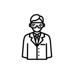 Minimalistic professional character wearing glasses and suit