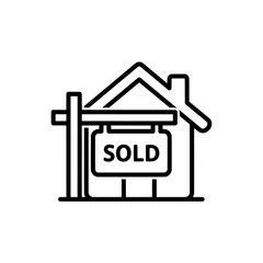 House for sale with sold sign in a minimal outline style