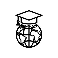 Graduation cap on globe symbolizing education and global learning opportunities