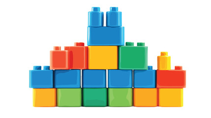Colorful Plastic Building Blocks on White Background for Creativity