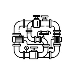 Industrial piping system in flat style for technical illustrations and diagrams