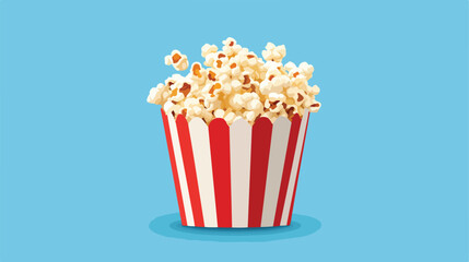 Tasty Popcorn Isolated on Vibrant Blue Background for Cinema Design