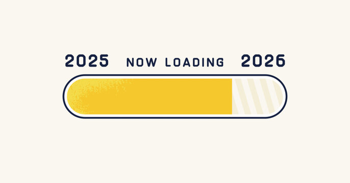 2025年から2026年へのロード中・進行中バーのベクター背景イラスト