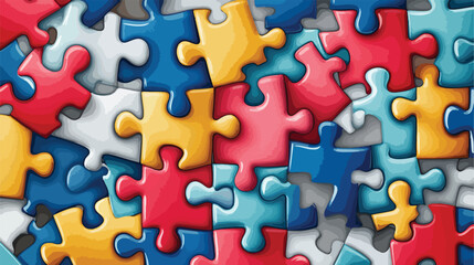 Colorful Puzzle Design Flat Vector Illustration Centered