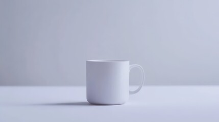 Obraz premium Empty white mug on a plain surface.