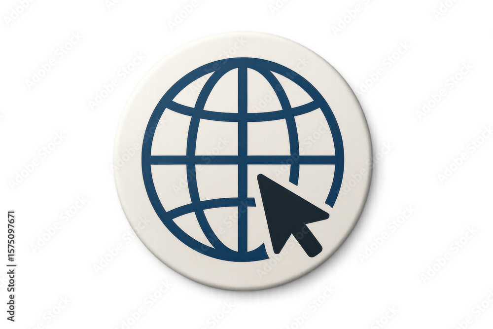 Poster world globe icon with cursor clicking, representing global internet connectivity and browsing on tra