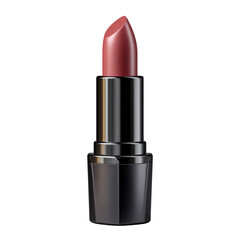 Obraz premium A single red lipstick tube stands upright, isolated on transparent background, showcasing its elegant design and vibrant color