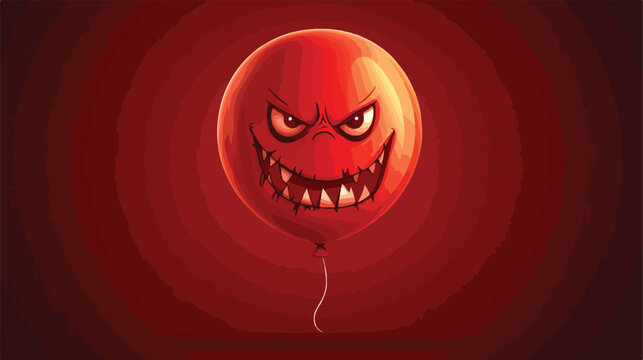Spooky Red Halloween Balloon with Scary Angry Expression