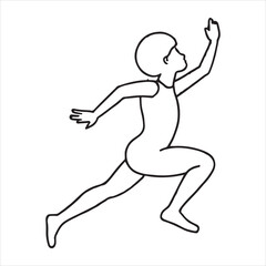 Minimalist Line Drawing of Running Child in Motion – Vector Outline Illustration of Active Boy Sprinting or Leaping for Kids Activity and Sports Concepts