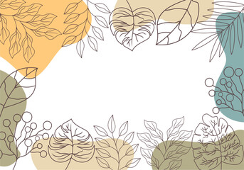 Flat flowers background Botanical Line Art Frame