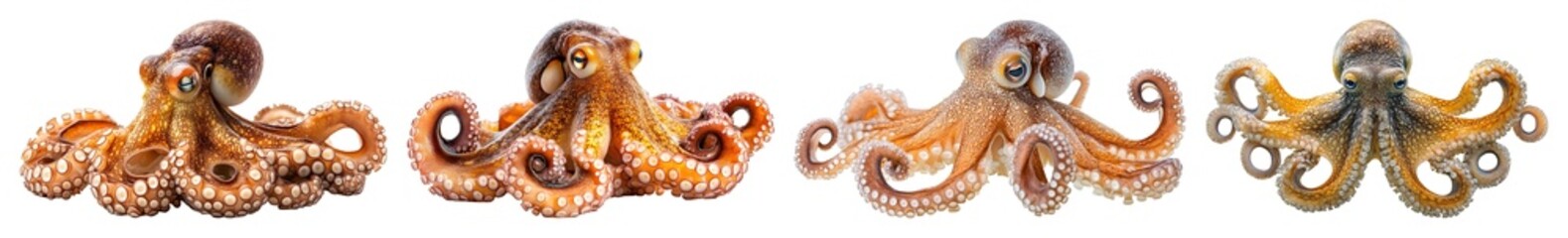 Four Octopuses Transparent Background Various