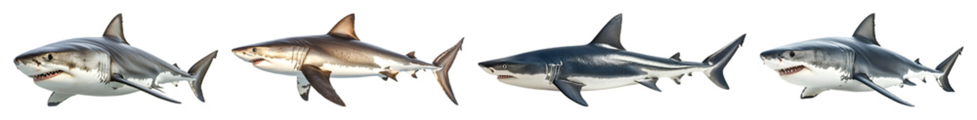 Four Sharks Profile Transparent Background
