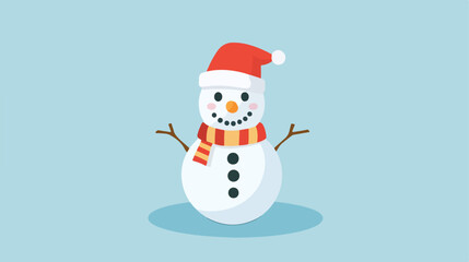 Fototapeta premium Snowman Flat Style Vector Illustration for Winter Season Designs