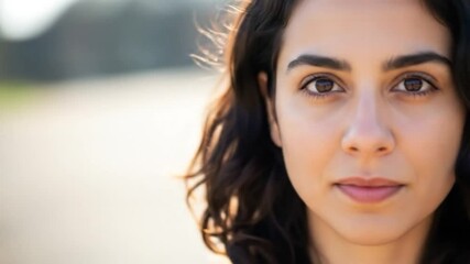Close-Up Portrait of a Young Woman with Brown Eyes in Natural Light