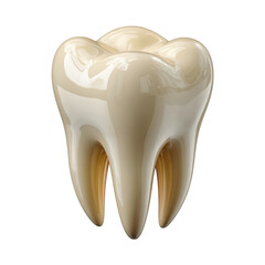 A detailed anatomical model of a molar tooth, isolated on transparent background, showcasing dental health and oral hygiene