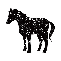 馬のシルエットスタンプイラスト・黒