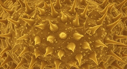 Extreme macro shot unveils the intricate morphology of a textured spherical structure with pointy
