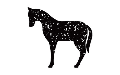 スタンプ調の馬イラスト素材・黒