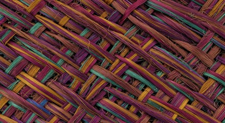 Intricate woven texture with earthy color variations, creating a visually striking pattern, rich
